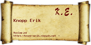 Knopp Erik névjegykártya